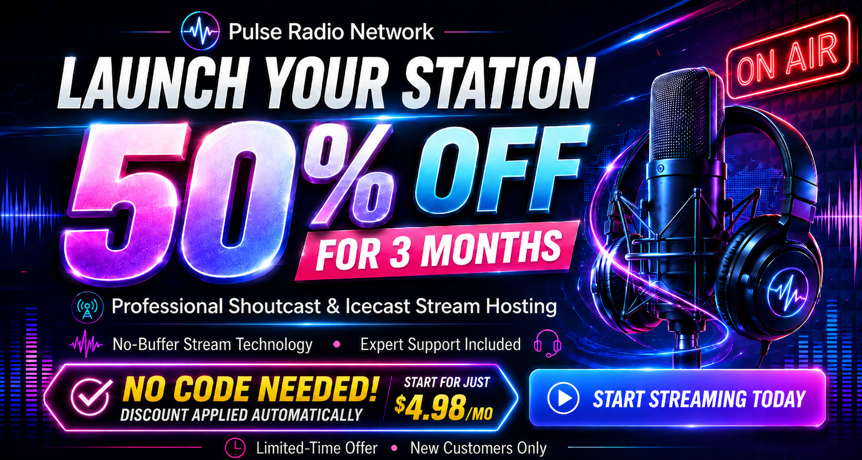 Launch Your Station! — 50% Off for 3 Months